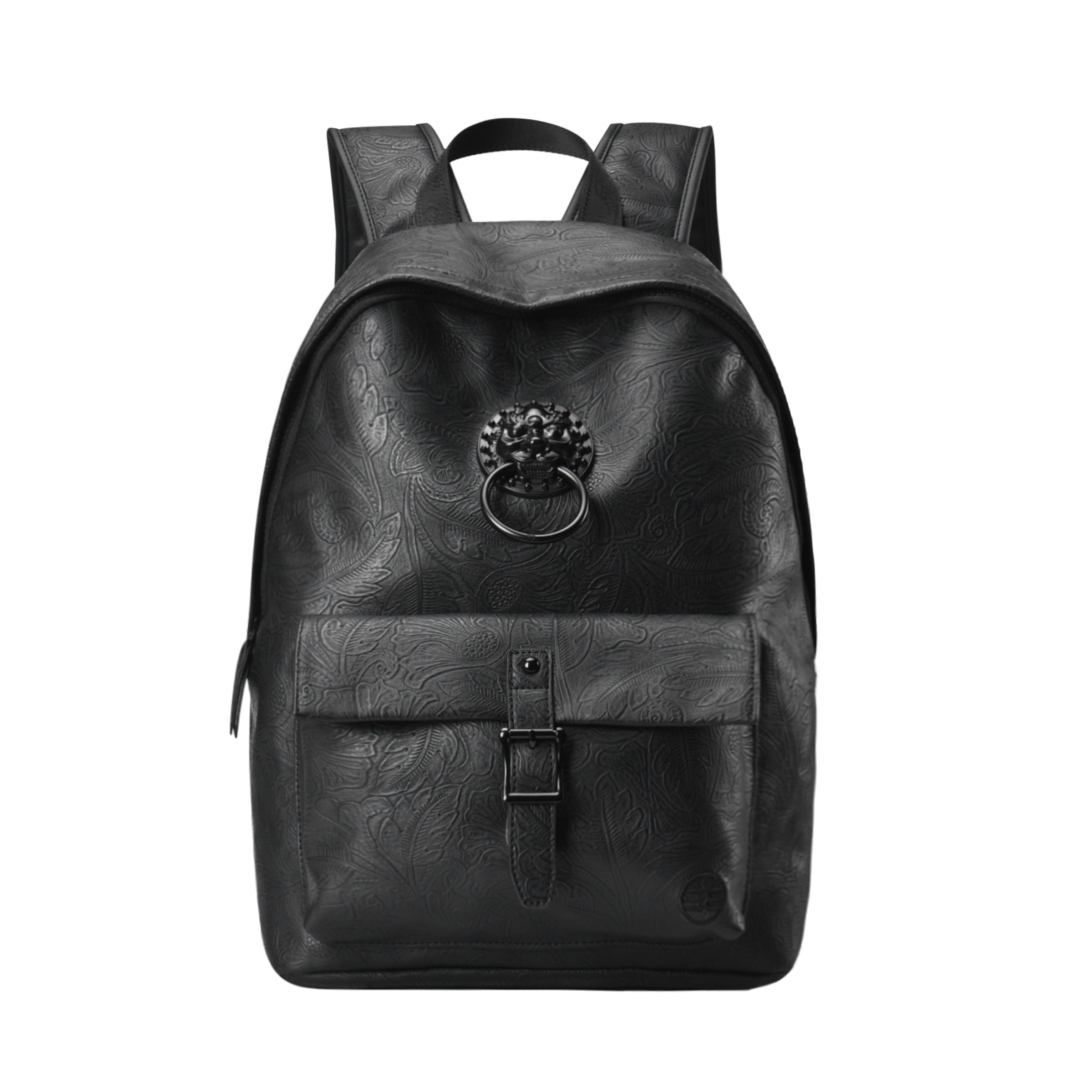 Laptop Backpack with Brass Lion-Head Ornament