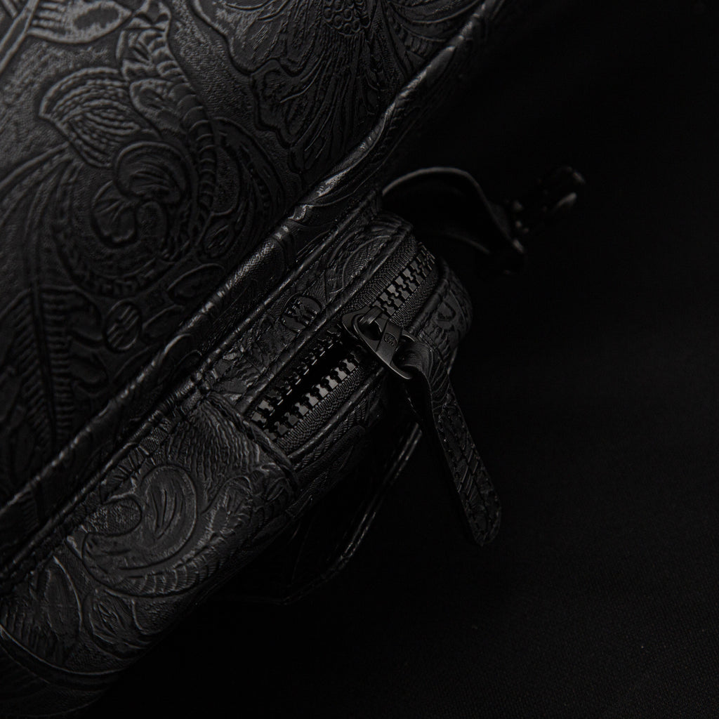 Laptop Backpack with Heavy-Duty Embroidery & Brass Lion-Head Ornament