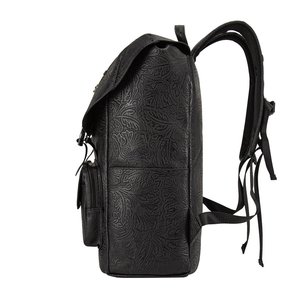 Laptop Backpack with Heavy-Duty Embroidery & Brass Lion-Head Ornament