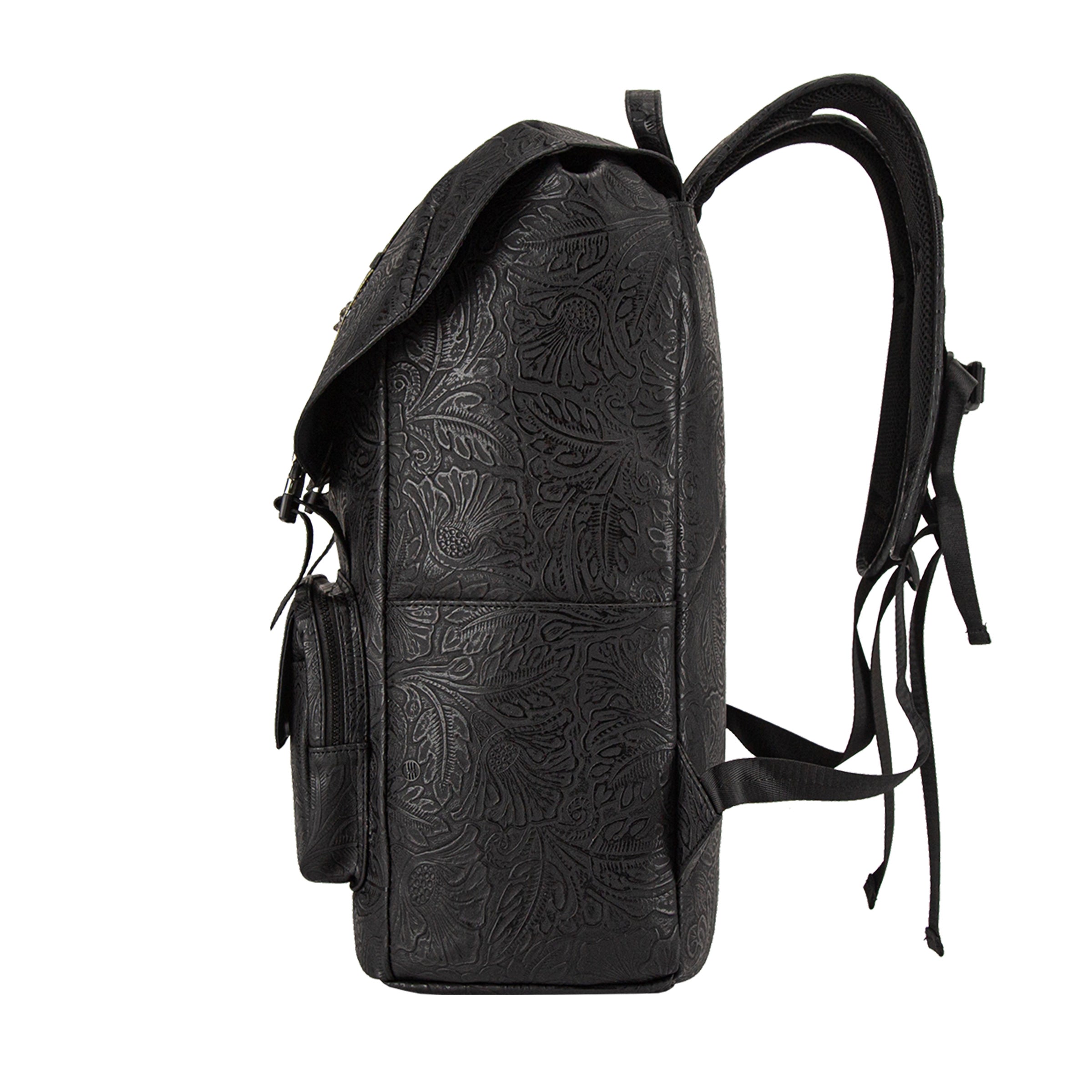 Laptop Backpack with Heavy-Duty Embroidery & Brass Lion-Head Ornament