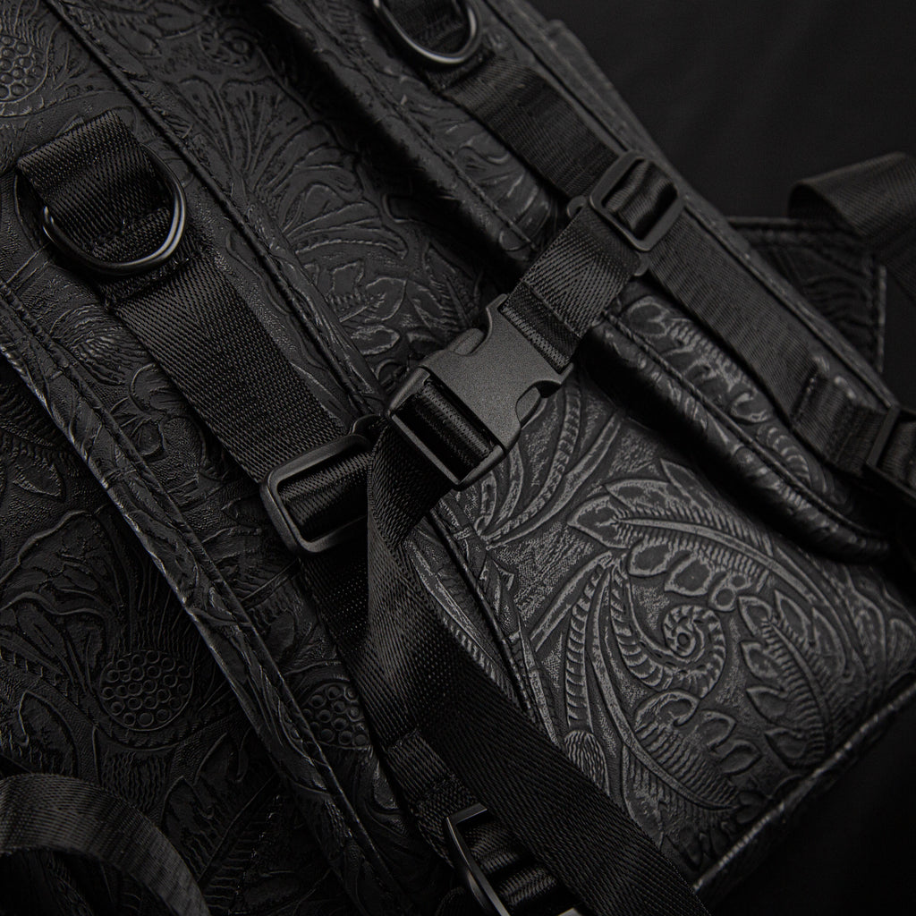 Laptop Backpack with Heavy-Duty Embroidery & Brass Lion-Head Ornament