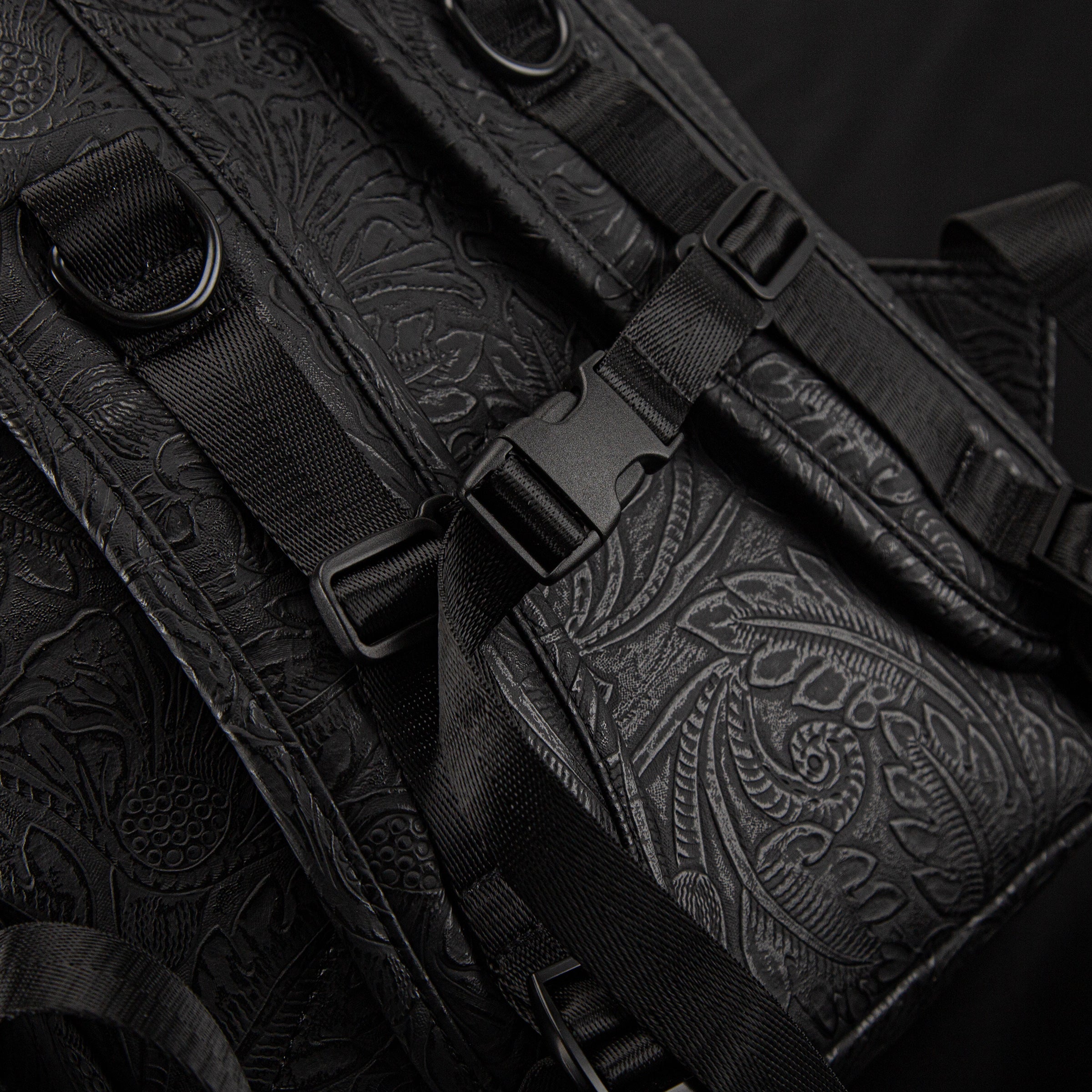 Laptop Backpack with Heavy-Duty Embroidery & Brass Lion-Head Ornament