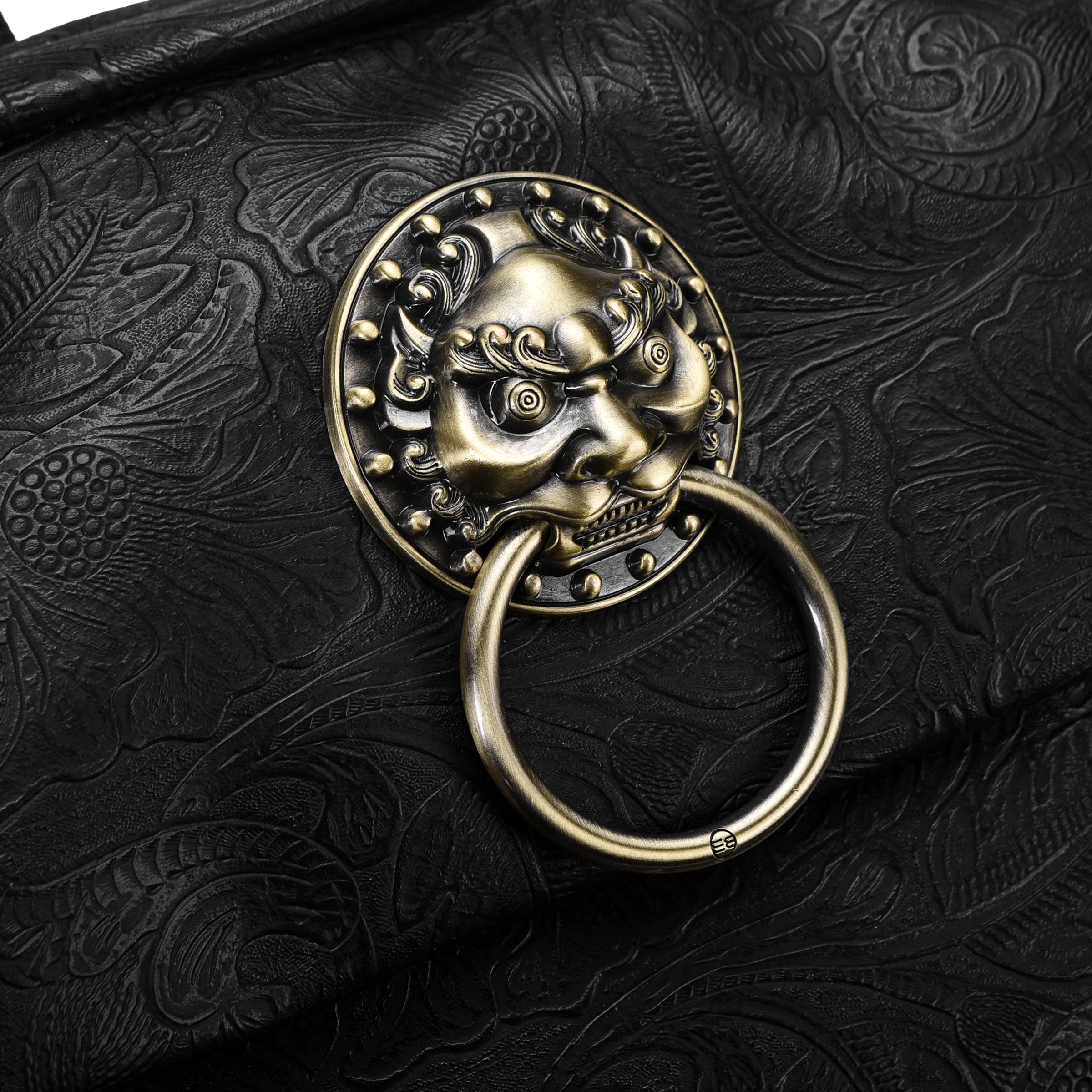 Laptop Backpack with Brass Lion-Head Ornament